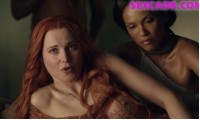 Lucy Lawless in an erotic scene as Lucretius in the TV series Spartacus